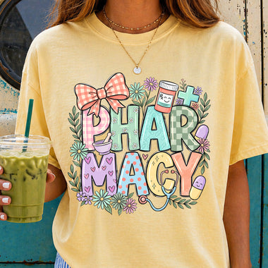 Pharmacy Spring with Bow DTF Transfer DTF Heat Press Transfer from Sweet Tee Transfers