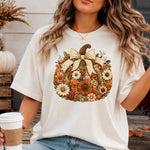 Stitched Floral Pumpkin DTF Transfer DTF Heat Press Transfer from Sweet Tee Transfers