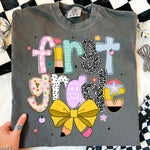 Back to School Pencil Bow First Grade DTF Transfer DTF Heat Press Transfer from Sweet Tee Transfers