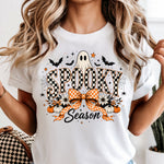 Spooky Season Ghost Check Bow DTF Transfer DTF Heat Press Transfer from Sweet Tee Transfers