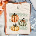 Fall Pumpkins Polkadot Stripes DTF Transfer DTF Heat Press Transfer from Sweet Tee Transfers