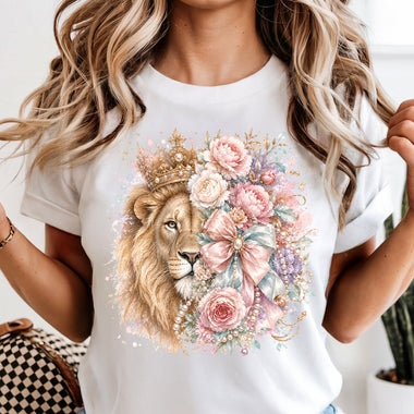 Lion Head with Flowers DTF Transfer DTF Heat Press Transfer from Sweet Tee Transfers