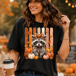 Preppy Fall Raccoon with Pumpkins DTF Transfer DTF Heat Press Transfer from Sweet Tee Transfers