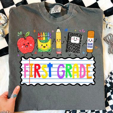 School Supplies First Grade DTF Transfer DTF Heat Press Transfer from Sweet Tee Transfers