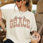 Rooted in Grace Pink DTF Transfer DTF Heat Press Transfer from Sweet Tee Transfers