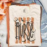 Halloween Ghost Nurse Striped Dark DTF Transfer DTF Heat Press Transfer from Sweet Tee Transfers