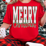 Merry Christmas Checkered Pink and Green DTF Transfer DTF Heat Press Transfer from Sweet Tee Transfers