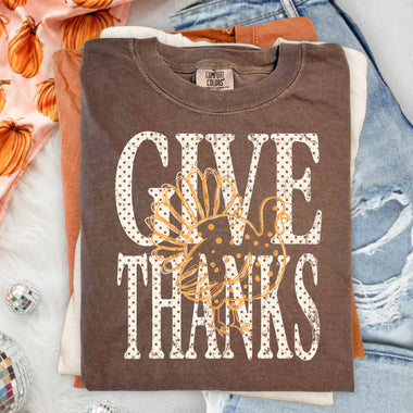 Give Thanks Turkey DTF Transfer DTF Heat Press Transfer from Sweet Tee Transfers