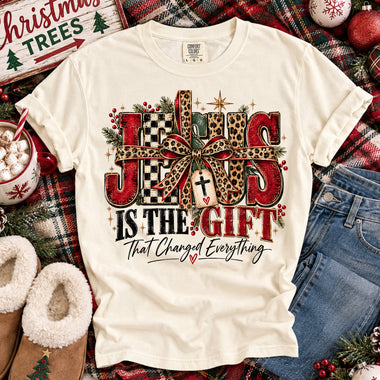 Jesus Is the Gift That Changed Everything DTF Transfer DTF Heat Press Transfer from Sweet Tee Transfers