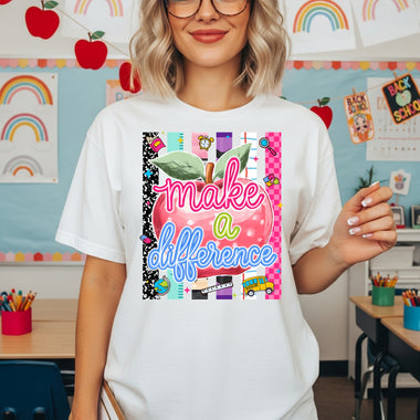 Make a Difference Apple DTF Transfer DTF Heat Press Transfer from Sweet Tee Transfers