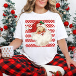 Striped Red and White Polka Dot Santa DTF Transfer DTF Heat Press Transfer from Sweet Tee Transfers