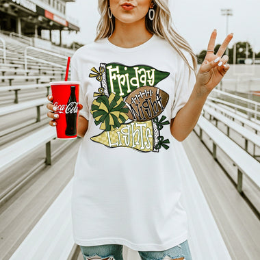 Friday Night Lights Hunter Green and Gold DTF Transfer DTF Heat Press Transfer from Sweet Tee Transfers