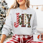 Jolly Christmas Patchwork Letters with Plaid DTF Transfer DTF Heat Press Transfer from Sweet Tee Transfers