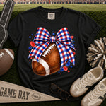 Red White and Blue Gingham Bow Football DTF Transfer DTF Heat Press Transfer from Sweet Tee Transfers