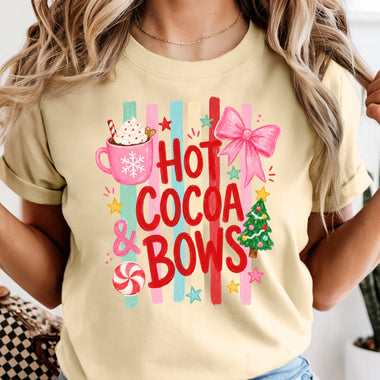 Hot Cocoa & Bows DTF Transfer DTF Heat Press Transfer from Sweet Tee Transfers