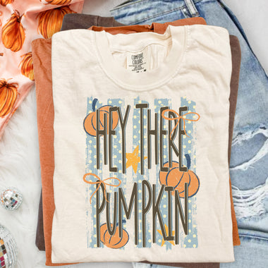 Hey There Pumpkin Striped DTF Transfer DTF Heat Press Transfer from Sweet Tee Transfers
