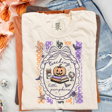 Teaching Little Pumpkins Striped DTF Transfer DTF Heat Press Transfer from Sweet Tee Transfers
