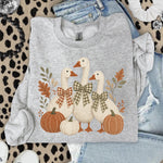 Fall Geese with Plaid Bows and Pumpkins DTF Transfer DTF Heat Press Transfer from Sweet Tee Transfers