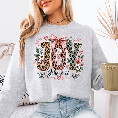Joy John 16:22 Leopard Floral DTF Transfer DTF Heat Press Transfer from Sweet Tee Transfers