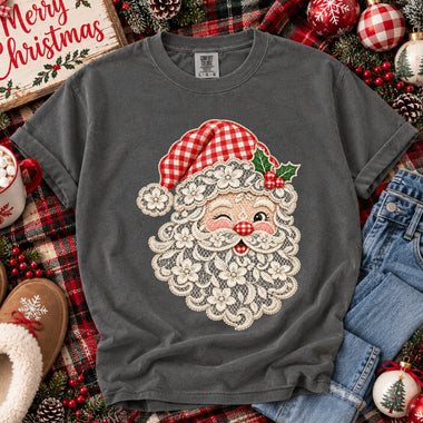 Retro Lace Christmas Santa DTF Transfer DTF Heat Press Transfer from Sweet Tee Transfers