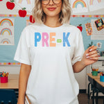 Back to School Pastel Bold Letters Pre-K DTF Transfer DTF Heat Press Transfer from Sweet Tee Transfers
