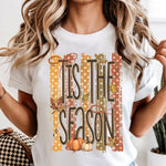 Tis the Season Fall Striped DTF Transfer DTF Heat Press Transfer from Sweet Tee Transfers