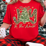 Joy to the World Leopard Christmas Tree DTF Transfer DTF Heat Press Transfer from Sweet Tee Transfers