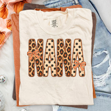 NANA Fall Leopard Polka Dot Bow DTF Transfer DTF Heat Press Transfer from Sweet Tee Transfers