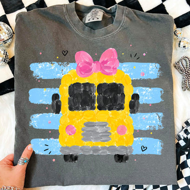 Preppy Fingerpaint School Bus DTF Transfer DTF Heat Press Transfer from Sweet Tee Transfers