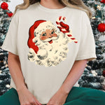Vintage Santa with Candy Cane DTF Transfer DTF Heat Press Transfer from Sweet Tee Transfers