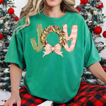 Joy Wreath with Pink Bow DTF Transfer DTF Heat Press Transfer from Sweet Tee Transfers