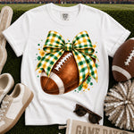 Yellow and Green Gingham Bow Football DTF Transfer DTF Heat Press Transfer from Sweet Tee Transfers