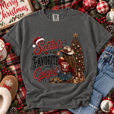 Santa's Favorite Cowgirl DTF Transfer DTF Heat Press Transfer from Sweet Tee Transfers