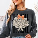 Thankful Lace Turkey Black DTF Transfer DTF Heat Press Transfer from Sweet Tee Transfers