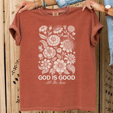 God Is Good All the Time Floral DTF Transfer DTF Heat Press Transfer from Sweet Tee Transfers