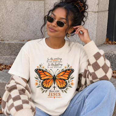 There Was Jesus Monarch Butterfly DTF Transfer DTF Heat Press Transfer from Sweet Tee Transfers