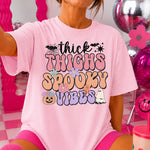 Thick Thighs Spooky Vibes Distressed Flowers DTF Transfer DTF Heat Press Transfer from Sweet Tee Transfers