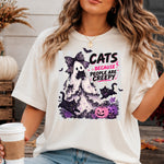 Cats Because People Are Creepy Ghost with Bow Striped DTF Transfer DTF Heat Press Transfer from Sweet Tee Transfers