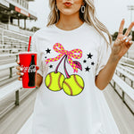 Softball Cherry Bow Stars DTF Transfer DTF Heat Press Transfer from Sweet Tee Transfers