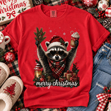 Retro Christmas Raccoon DTF Transfer DTF Heat Press Transfer from Sweet Tee Transfers