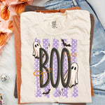 Boo Halloween Striped Purple DTF Transfer DTF Heat Press Transfer from Sweet Tee Transfers