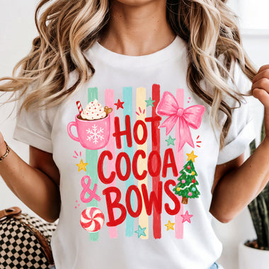 Hot Cocoa & Bows DTF Transfer DTF Heat Press Transfer from Sweet Tee Transfers