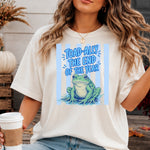 Preppy Toad-Ally the End of the Year Frog Blue DTF Transfer DTF Heat Press Transfer from Sweet Tee Transfers