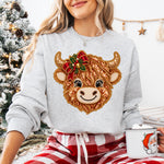 Faux Sequin Highland Christmas Cow DTF Transfer DTF Heat Press Transfer from Sweet Tee Transfers