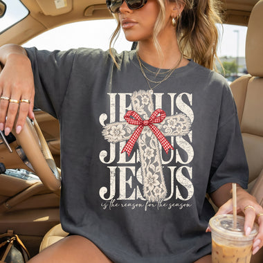 Jesus Is the Reason for the Season Lace Cross DTF Transfer DTF Heat Press Transfer from Sweet Tee Transfers