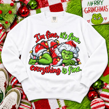 I'm Fine Grinch DTF Transfer DTF Heat Press Transfer from Sweet Tee Transfers