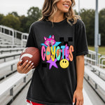 Coyotes School Mascot DTF Transfer – Checkered Design DTF Heat Press Transfer from Sweet Tee Transfers
