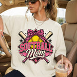 Softball Mom Pink Cheetah Bow DTF Transfer DTF Heat Press Transfer from Sweet Tee Transfers