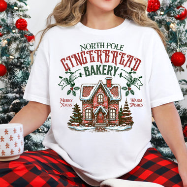 North Pole Gingerbread Bakery DTF Transfer DTF Heat Press Transfer from Sweet Tee Transfers