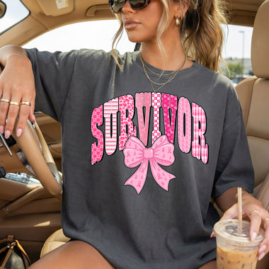 Survivor with Bow DTF Transfer DTF Heat Press Transfer from Sweet Tee Transfers